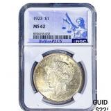 1923 Silver Peace Dollar NGC MS62