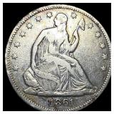 1861 Seated Liberty Half Dollar LIGHTLY CIRCULATED