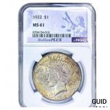 1922 Silver Peace Dollar NGC MS61