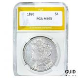 1890 Morgan Silver Dollar PGA MS65