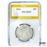 1942 Walking Liberty Half Dollar PGA MS67