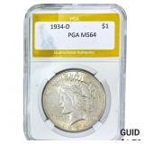 1934-D Silver Peace Dollar PGA MS64
