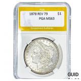 1878 Rev 79 Morgan Silver Dollar PGA MS63
