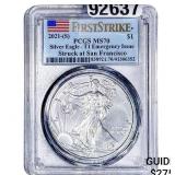 2021[S] Silver Eagle PCGS MS70 TY 1 Emer. Issue