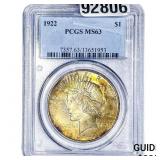 1922 Silver Peace Dollar PCGS MS63