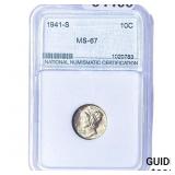 1941-S Mercury Silver Dime NNC MS67