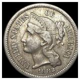 1882 Nickel Three-Cent Piece NEARLY UNCIRCULATED