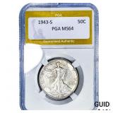 1943-S Walking Liberty Half Dollar PGA MS64