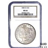 1884-CC Morgan Silver Dollar NGC MS64