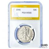 1946 Walking Liberty Half Dollar PGA MS66