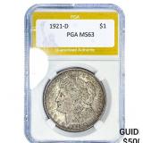 1921-D Morgan Silver Dollar PGA MS63