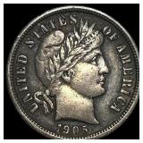 1905-S Silver Barber Dime CLOSELY UNCIRCULATED