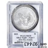 2021 Silver Eagle PCGS MS70 Type 1