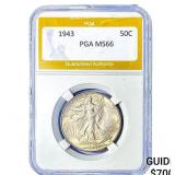 1943 Walking Liberty Half Dollar PGA MS66