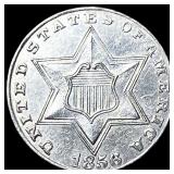 1856 Silver Three-Cent Piece CHOICE BU