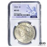 1923 Silver Peace Dollar NGC MS62