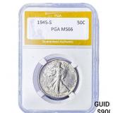 1945-S Walking Liberty Half Dollar PGA MS66