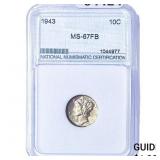 1943 Mercury Silver Dime NNC MS67 FB