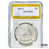 1874-S Silver Trade Dollar PGA MS63