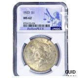 1923 Silver Peace Dollar NGC MS62