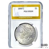 1890-S Morgan Silver Dollar PGA MS64