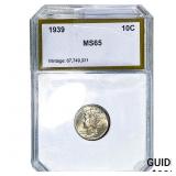 1939 Mercury Silver Dime PCI MS65