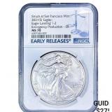2021[S] Silver Eagle NGC MS70 Ty 2 Emerg. Prod.
