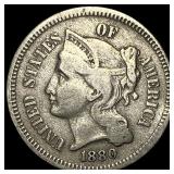 1880 Nickel Three-Cent Piece NEARLY UNCIRCULATED