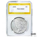 1935 Silver Peace Dollar PGA MS64