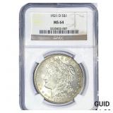 1921-D Morgan Silver Dollar NGC MS64