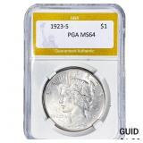 1923-S Silver Peace Dollar PGA MS64