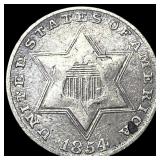 1854 Silver Three-Cent Piece NICELY CIRCULATED