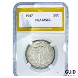 1947 Walking Liberty Half Dollar PGA MS66