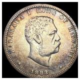 1883 Hawaii Silver 1/4 Dollar ABOUT UNCIRCULATED