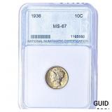 1936 Mercury Silver Dime PGA MS67
