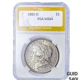 1882-O Morgan Silver Dollar PGA MS64