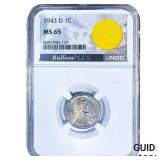 1943-D Wheat Cent NGC MS65 WWII Parchute Fragment