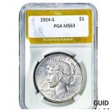 1924-S Silver Peace Dollar PGA MS63