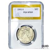 1941-S Walking Liberty Half Dollar PGA MS64