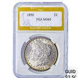 1890 Morgan Silver Dollar PGA MS65
