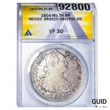 1804Mo TH Mexico Silver 8 Reales Broken Obv. Die