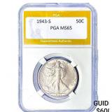 1943-S Walking Liberty Half Dollar PGA MS65