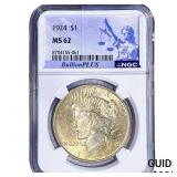 1924 Silver Peace Dollar NGC MS62