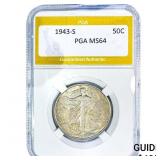 1943-S Walking Liberty Half Dollar PGA MS64