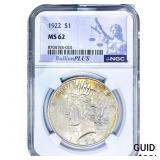 1922 Silver Peace Dollar NGC MS62