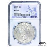 1923 Silver Peace Dollar NGC MS62