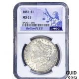 1881 Morgan Silver Dollar NGC MS61