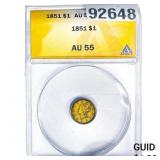 1851 Rare Gold Dollar ANACS AU55