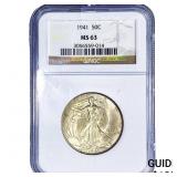 1941 Walking Liberty Half Dollar NGC MS63