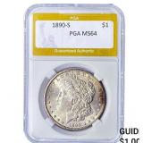 1890-S Morgan Silver Dollar PGA MS64
